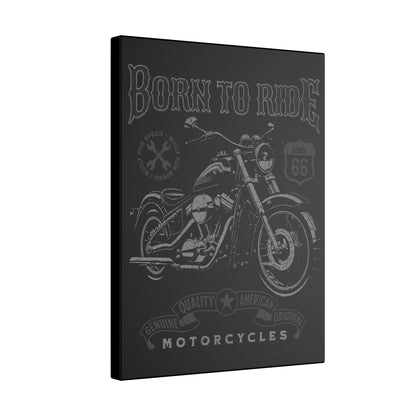 Born To Ride Motorcycle Black Wall Canvas