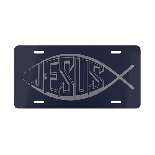 Jesus Fish Navy Vanity License Plate