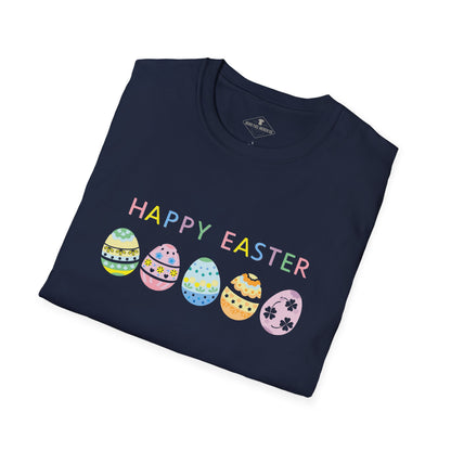 Happy Easter Eggs Navy Blue T-Shirt