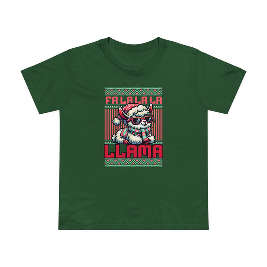 Fa La La La Llama Green Womens T-Shirt