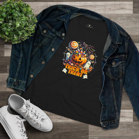 Trick Or Treat Halloween Collage Black Womens T-Shirt