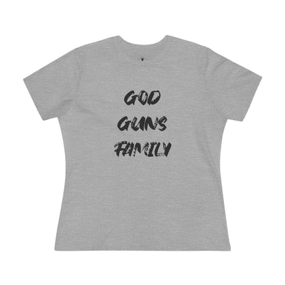God Guns Family Grey Womens T-Shirt