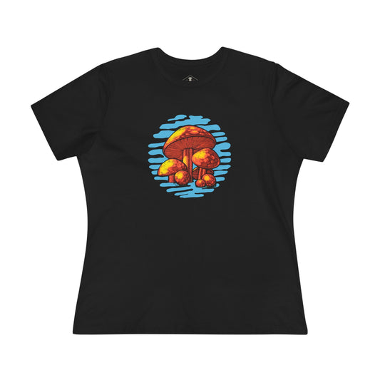 Vintage 1970's Mushrooms Black Womens T-Shirt