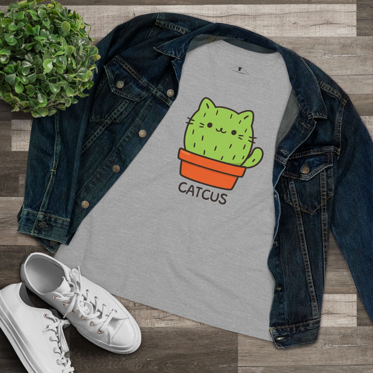 Catcus Grey Womens T-Shirt