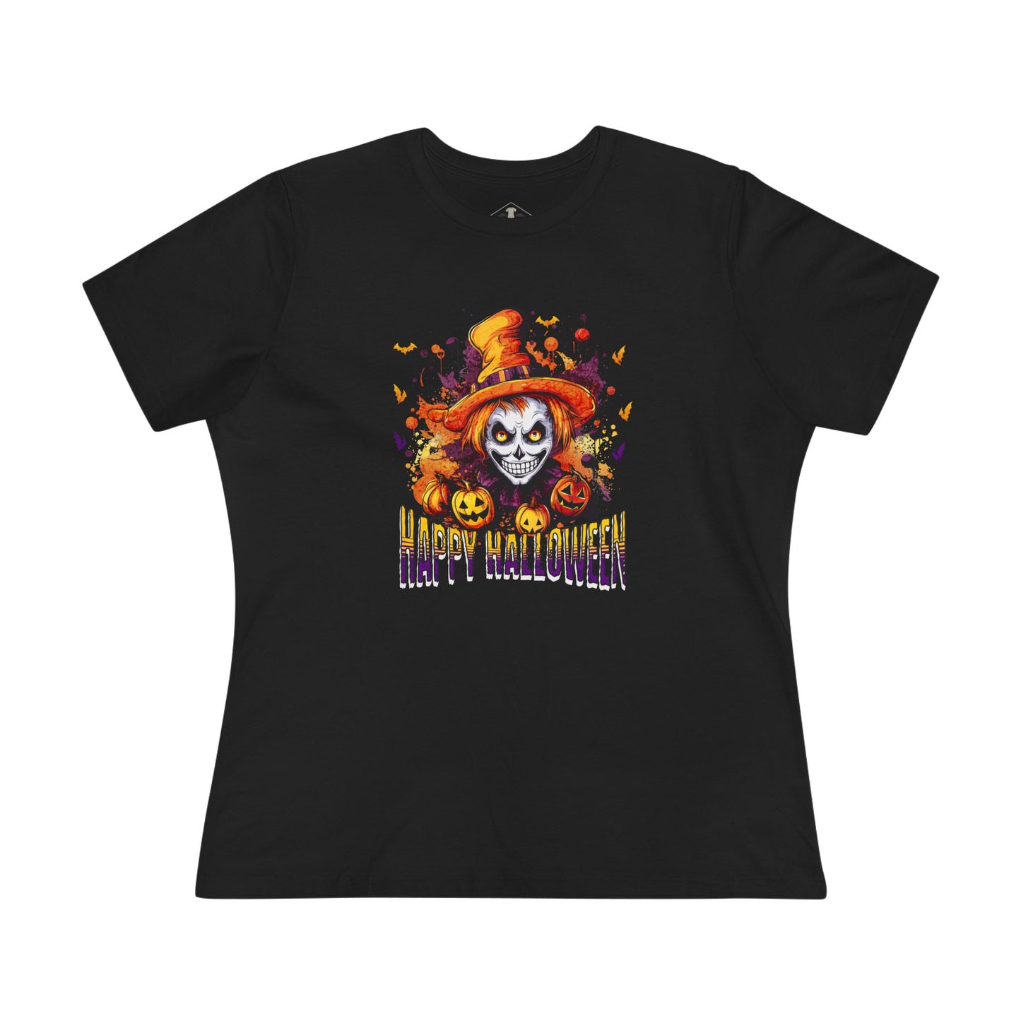Happy Halloween Witch Black Womens T-Shirt
