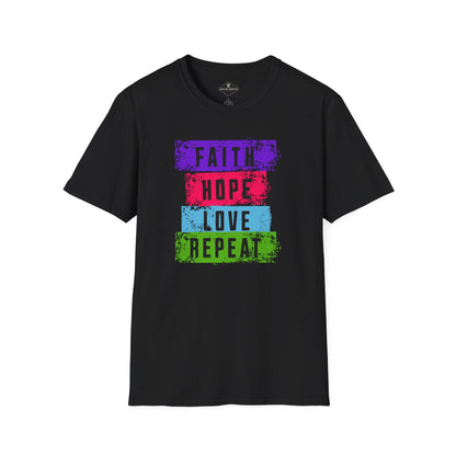 Faith Hope Love Repeat Black T-Shirt