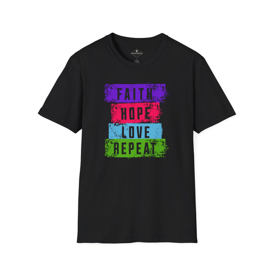 Faith Hope Love Repeat Black T-Shirt