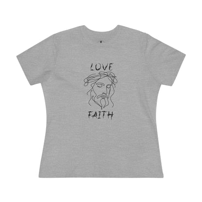Jesus Love Faith Grey Womens T-Shirt