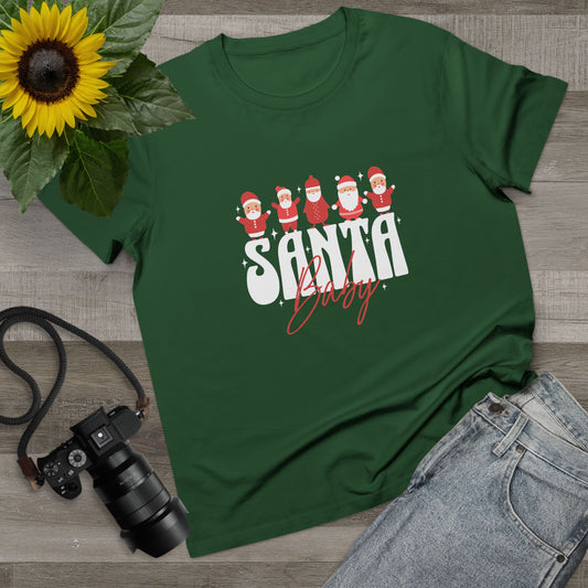 Santa Baby Green Womens T-Shirt