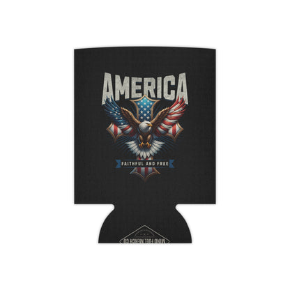 Eagle America Flag Black Koozie Can Cooler