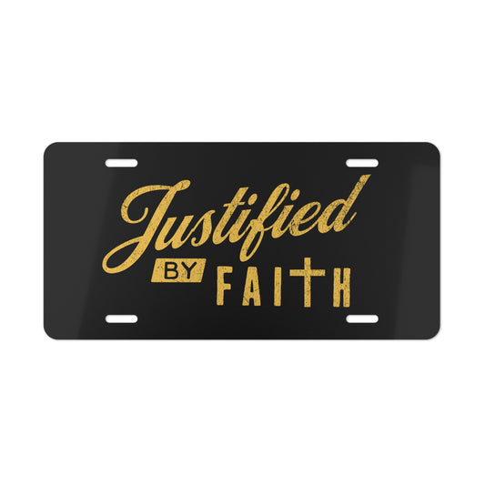 Justified By Faith Black Vanity License Plate