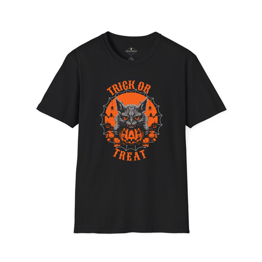 Trick Or Treat Halloween Cat Black T-Shirt