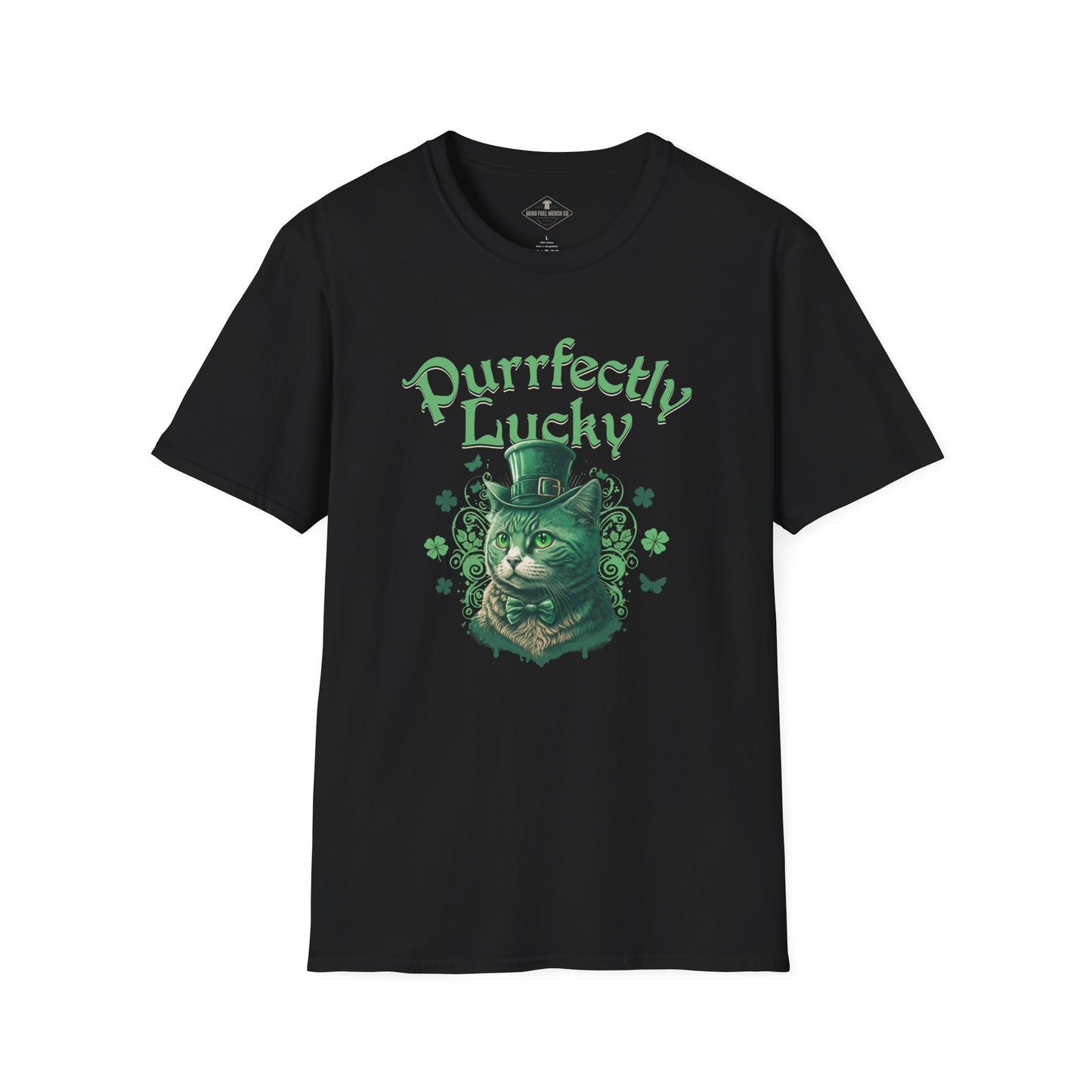 Purrfectly Lucky Black T-Shirt