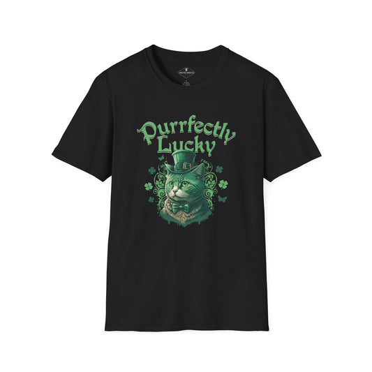 Purrfectly Lucky Black T-Shirt