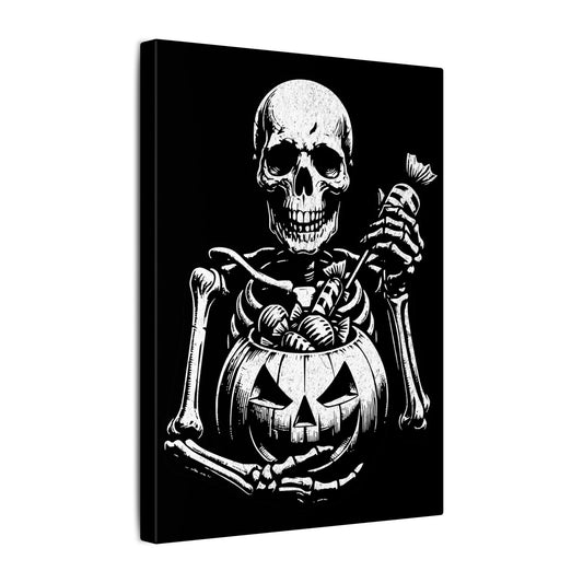 Halloween Skeleton Black Wall Canvas
