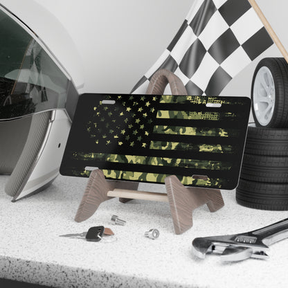 Camo American Flag Black Vanity License Plate