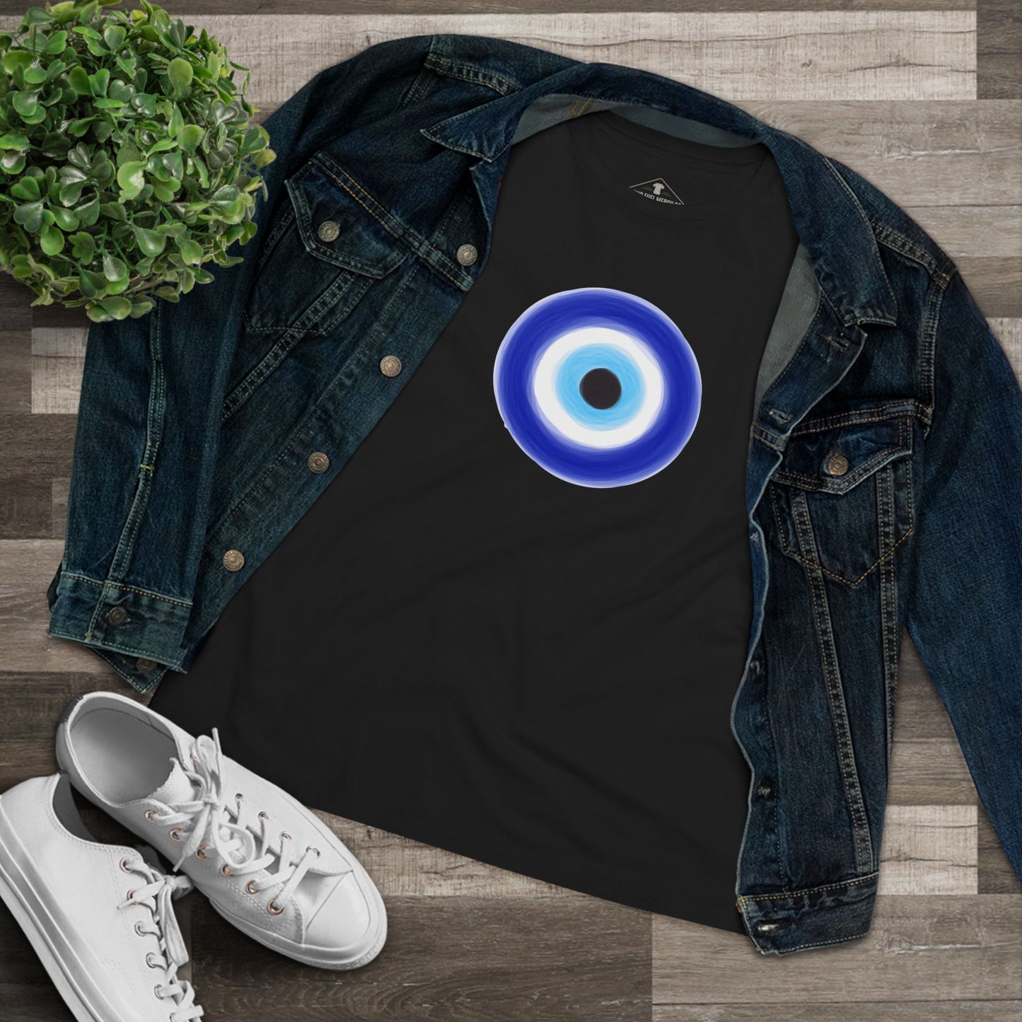 Evil Eye Charm Black Womens T-Shirt