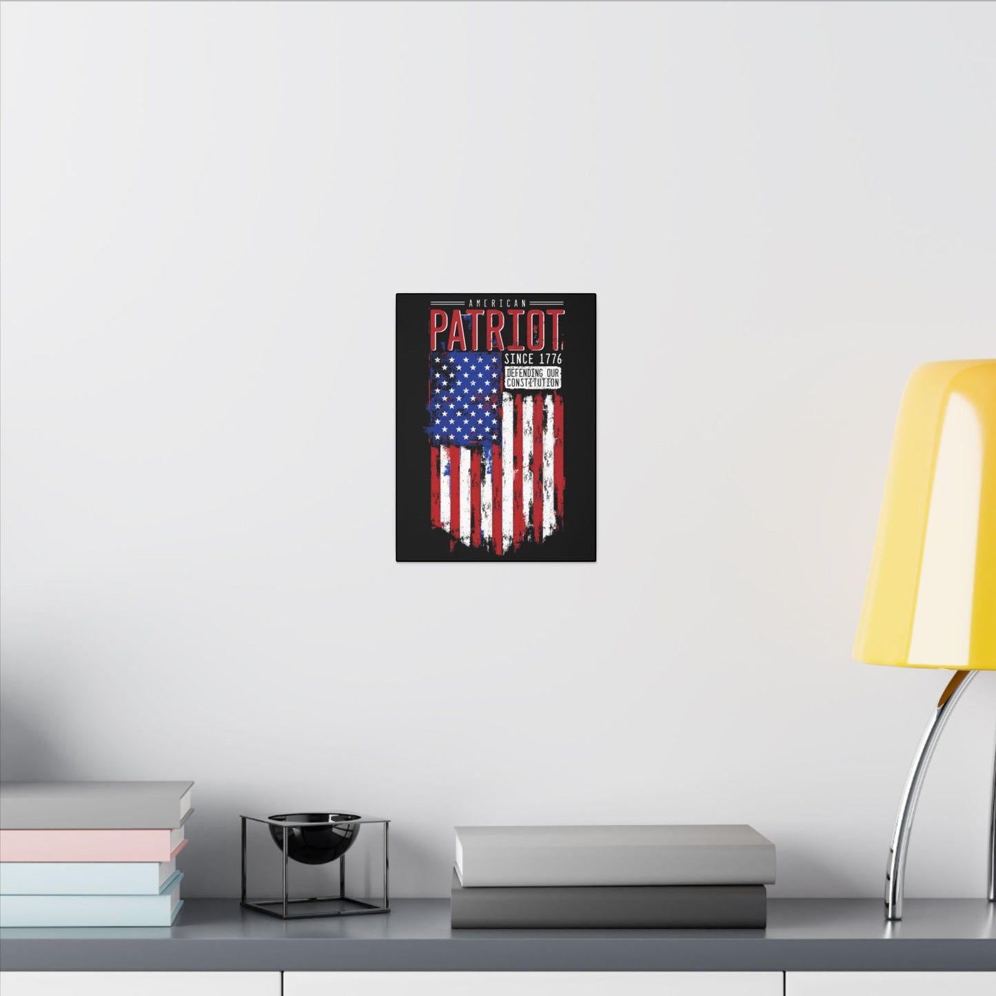 American Patriot Flag Black Wall Canvas