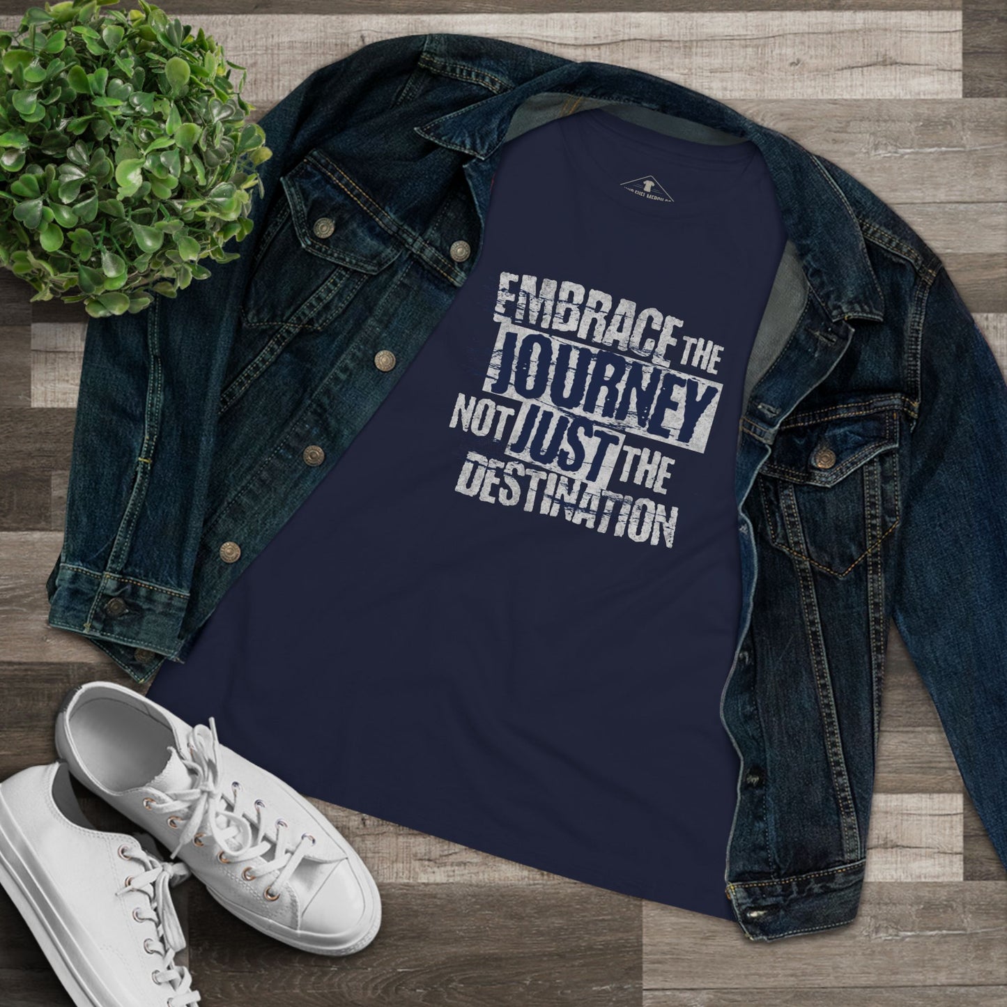 Embrace The Journey Navy Womens T-Shirt