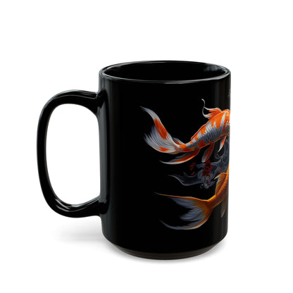 Swimming Japanese Koi Black Mug