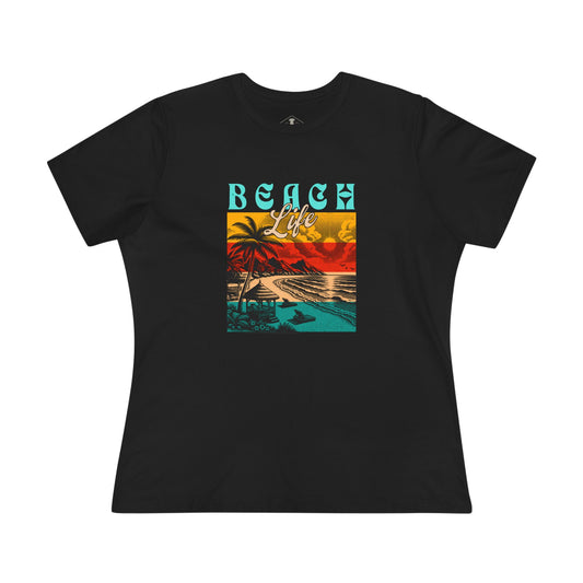 Beach Life Black Womens T-Shirt