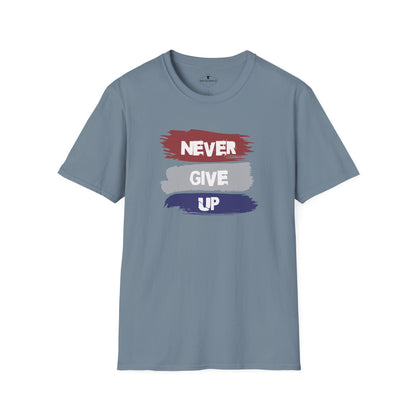 Never Give Up Slate Blue T-Shirt
