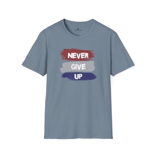 Never Give Up Slate Blue T-Shirt