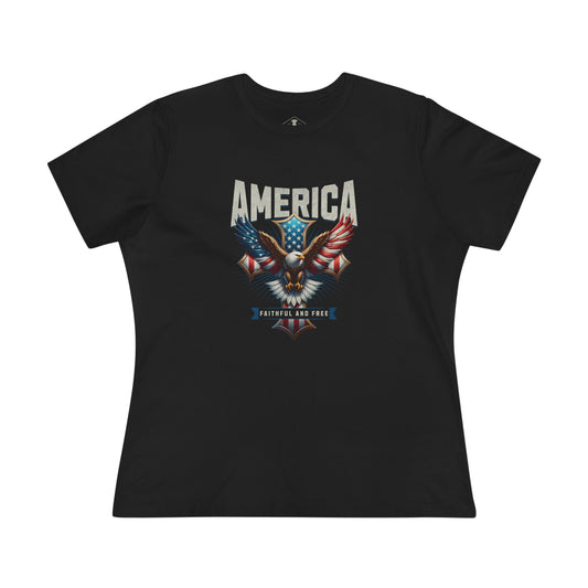 Eagle America Flag Black Womens T-Shirt