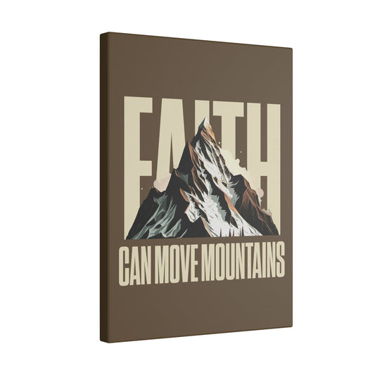 Faith Can Move Mountains Brown Wall Canvas