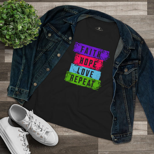 Faith Hope Love Repeat Black Womens T-Shirt