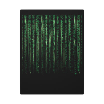 Binary Code Black Wall Canvas