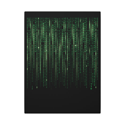 Binary Code Black Wall Canvas