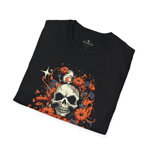 Skull Pumpkin Patch Halloween Black T-Shirt