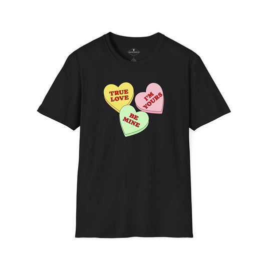 Valentine's Day Conversation Hearts Black T-Shirt