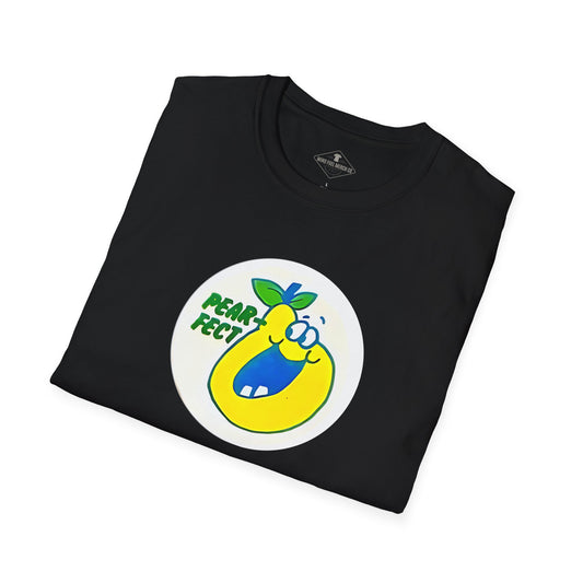Vintage 1980's Pear Scratch & Sniff Sticker Black T-Shirt