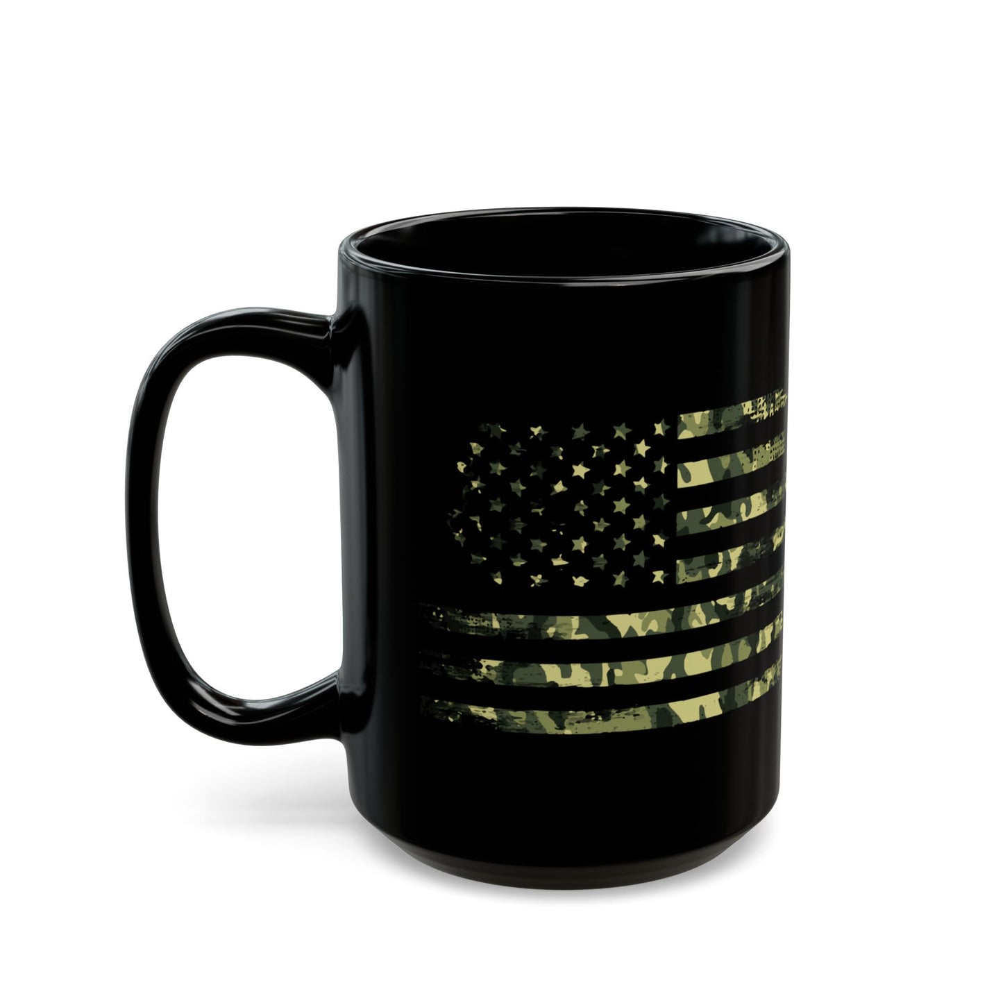 Green Camo US Flag Black Mug