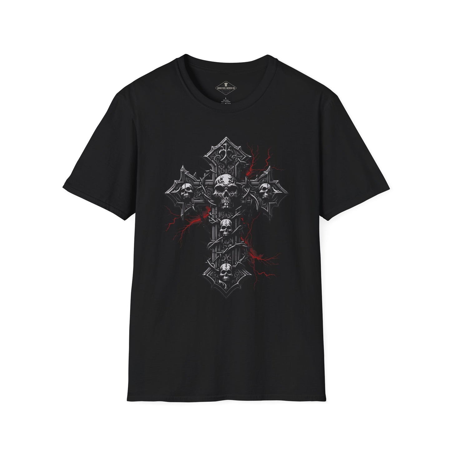 Vintage Halloween Skull Cross Black T-Shirt