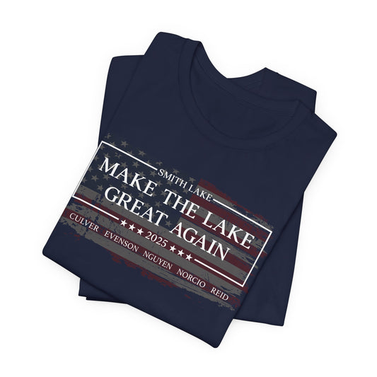 Make The Lake Great Again Tattered Flag Navy T-Shirt
