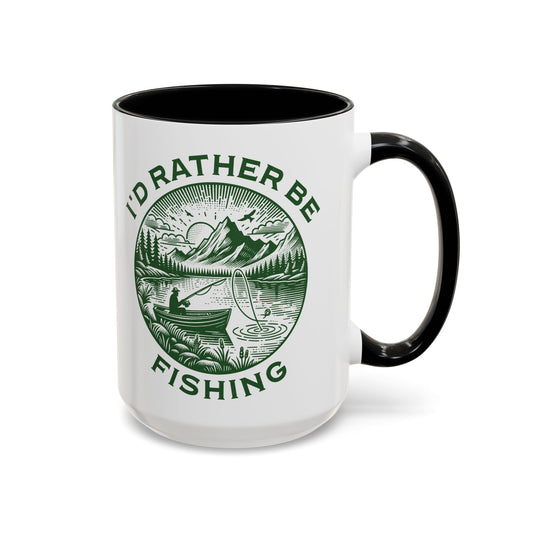 I'd Rather Be Fishing Black Accent Mug