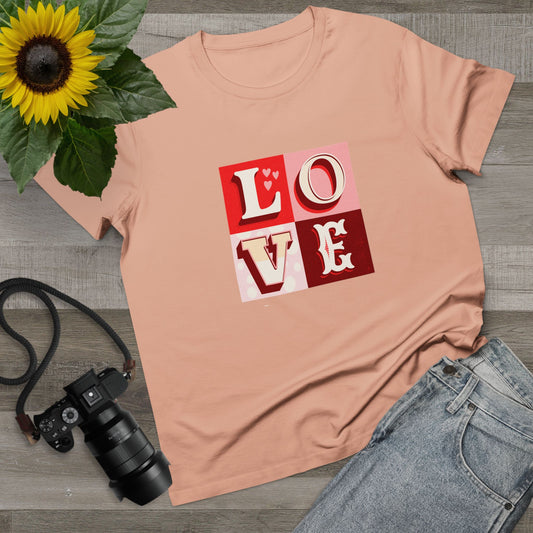 Love Blocks Pink Womens T-Shirt