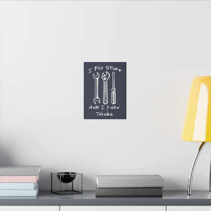 I Fix Stuff And Know Things Navy Wall Canvas