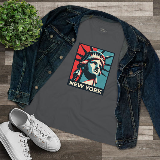 New York Statue Of Liberty Charcoal Womens T-Shirt