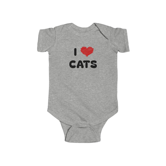 I Love Cats Grey Baby Onesie