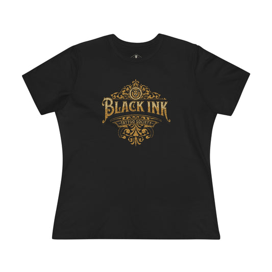 Black Ink Tattoo Society Black Womens T-Shirt
