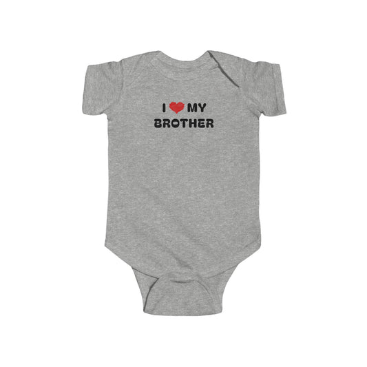 I Love My Brother Grey Baby Bodysuit