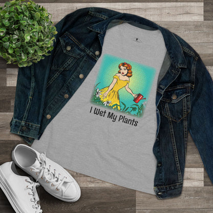 I Wet My Plants Grey Womens T-Shirt