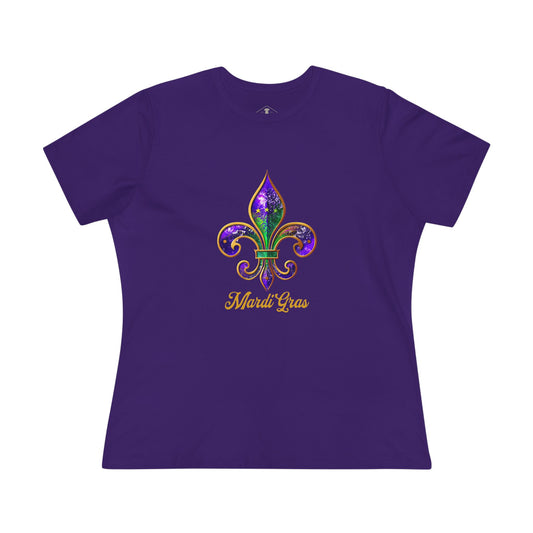 Mardi Gras Fleur De Lis Purple Womens T-Shirt