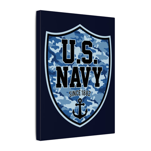 US Navy Camo Shield Blue Wall Canvas