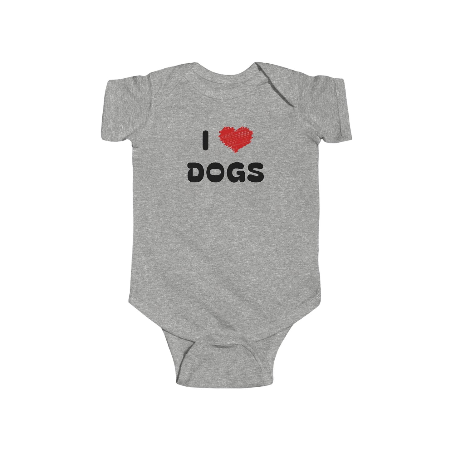 I Love Dogs Grey Baby Bodysuit
