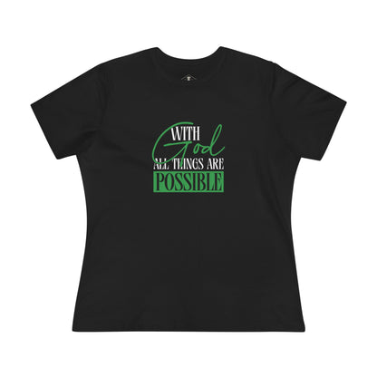 With God All Things Are Possible Black Womens T-Shirt